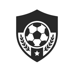 Obraz premium Classic Football Shield Emblem with Laurel and Star in Black and White