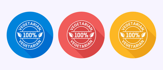 100 percent vegetarian icon design illustration, Vegan product label badge in shadow button design