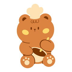 chef teddy bear stirring the dough