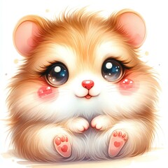 Obraz premium Cute watercolor illustration of a doll with a friendly pose.