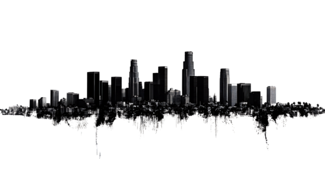 Cityscape of Los Angeles California USA isolated on white background