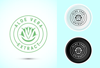 Aloe vera extract icon design illustration. Aloe vera badge label sign in color, black and white