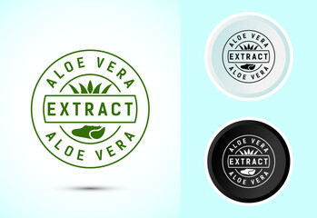 Aloe vera extract icon design illustration. Aloe vera badge label sign in color, black and white