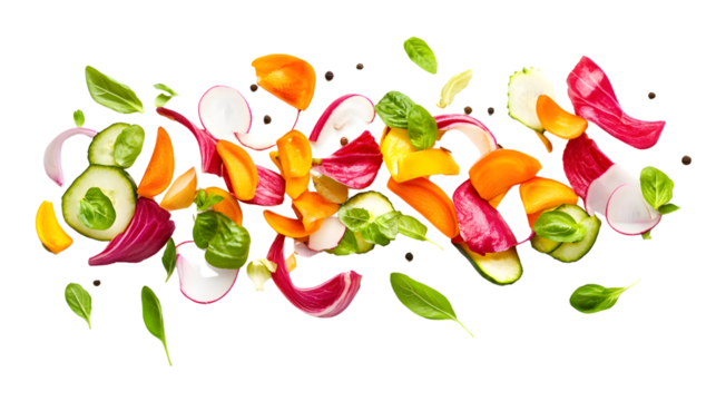 Colorful Fresh Vegetable Salad on White Background for Healthy Eating and Nutrition Concept