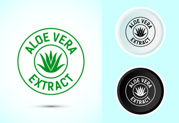 Fototapeta premium Aloe vera extract icon design illustration. Aloe vera badge label sign in color, black and white