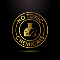 No Toxic Chemicals icon design illustration. No harmful chemical sign symbol in gold color style