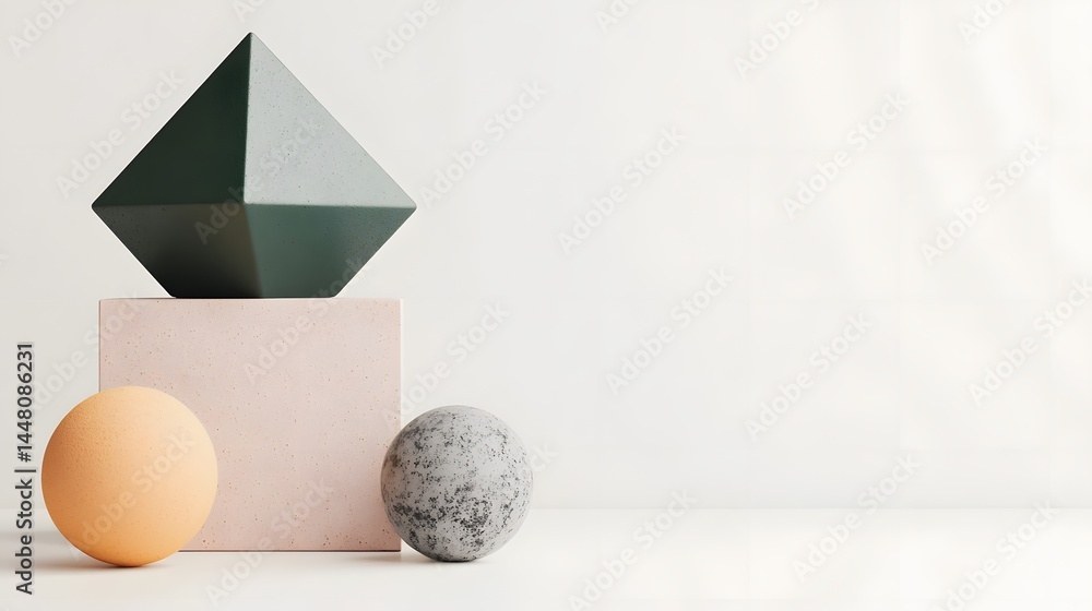 Aufkleber balanced geometric shapes in a minimalist display. long_title:an arrangement of simple geometric for