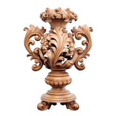 Vintage Wooden Carved Showpiece on transparent background