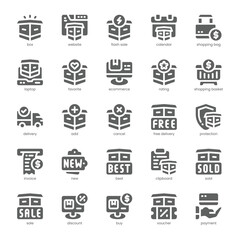 Ecommerce Icon pack for your website, mobile, presentation, and logo design. Ecommerce Icon solid design. Vector graphics illustration and editable stroke.