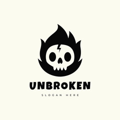 Skull head skull blaze logo design vector