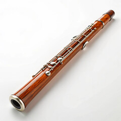 Wooden bassoon on white surface