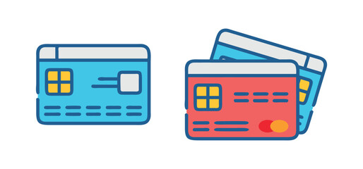 Credit Card Vector Illustration, Payment Card Icons Set, Bank Card Graphic Design, Finance Card Clipart Collection, Digital Wallet Card Vectors