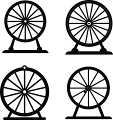 Fototapeta premium Spinning water wheel silhouette vector set illustration