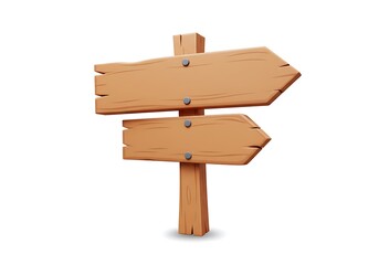 3D render of a wood sign in a cartoonish style