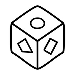Outline dice sign with abstract symbol vector art