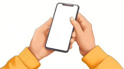 Two hands hold a smartphone with a blank screen (1)