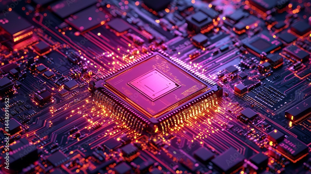 Aufkleber abstract technology background digital circuit board microchip closeup high tech modern innovation p