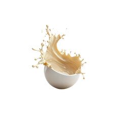 Creamy Liquid Splashing into White Bowl - Refreshing Beverage Concept