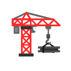 Crane – Lifting and Moving Heavy Materials on Site with Editable Stroke on white background
