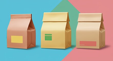 Colorful food delivery boxes arranged against a vibrant background  