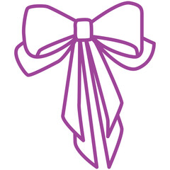purple  outline ribbon bow 