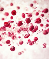 Fresh Raspberries in Motion