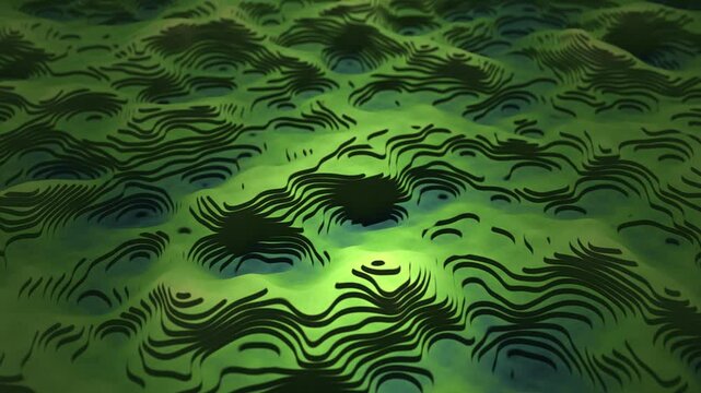 Green landscape designed simulation stepped contour shapes looping seamless grass terrain 3d display