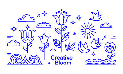 A modern vector illustration set of minimalist abstract icons and design elements, easily editable.
