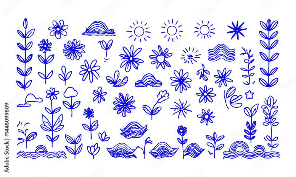 Poster a modern vector illustration set of minimalist abstract icons and design elements, easily editable.