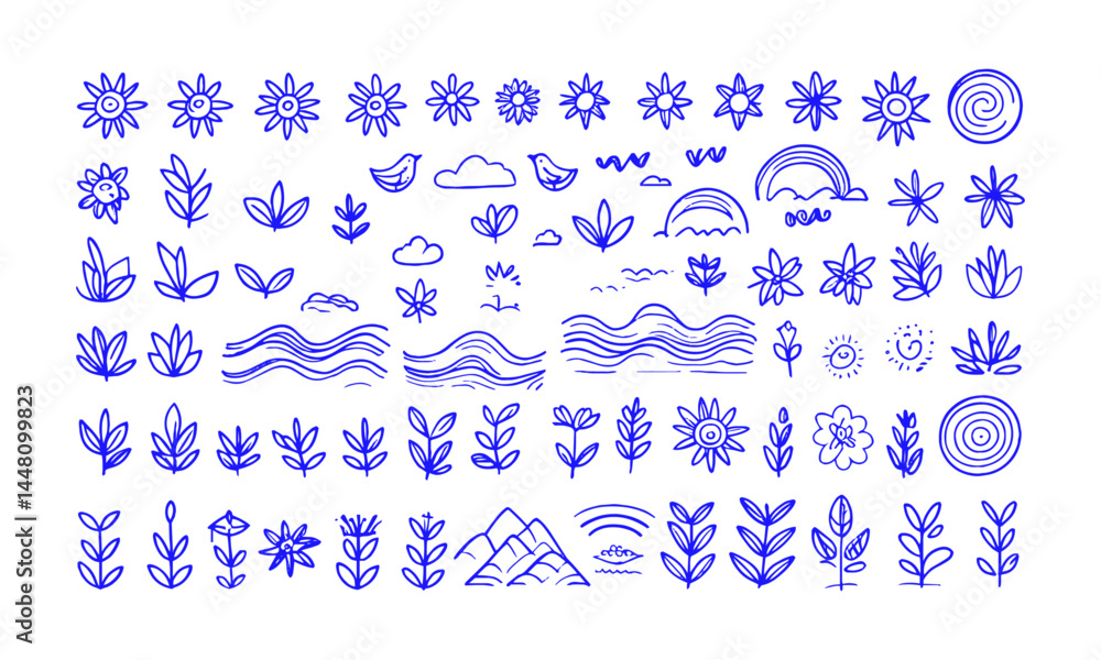 Poster a modern vector illustration set of minimalist abstract icons and design elements, easily editable.