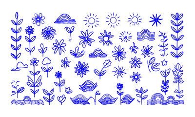 A modern vector illustration set of minimalist abstract icons and design elements, easily editable.