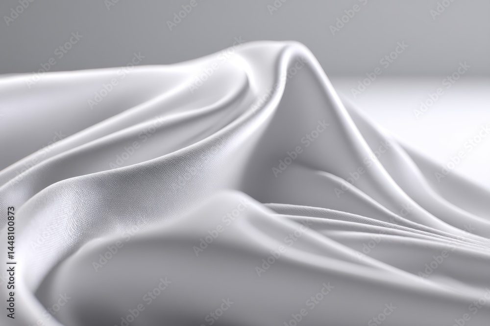 Poster elegant and flowing white satin fabric with smooth, delicate folds, creating a luxurious and minimal