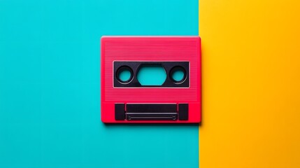 Fototapeta premium Retro cassette tape against a vibrant background