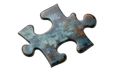 A shiny puzzle piece, a giant puzzle piece casting a shadow over the broken graph, on a transparent backgrounds