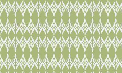 Seamless decorative pattern with a leaf-like geometric design in soft olive green and white. Ideal for fabric, wallpaper, backgrounds, and eco-themed visual projects.