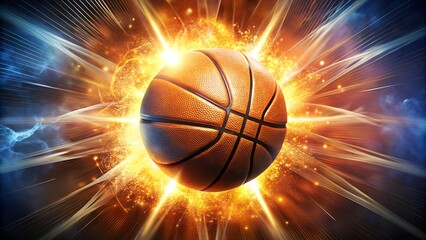 Glowing Basketball with Abstract Energy Background