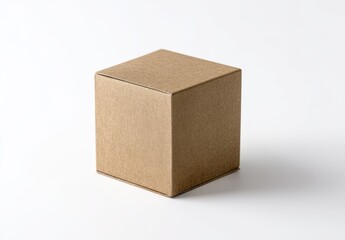 Minimalist brown cardboard box on a white background.