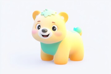 Obraz premium Colorful 3D cartoon animal puzzle icon in pastel woodland tones, ultra high definition, isometric view with intricate details on a white background.