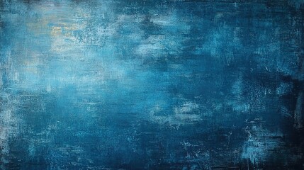 Obraz premium Abstract painting with blue shades and light-yellow texture in upper right corner.