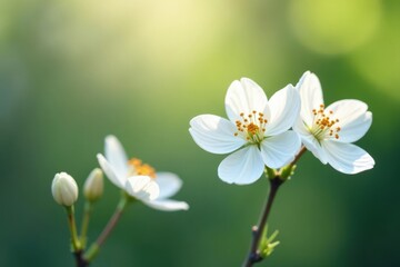 Delicate white blossoms, soft focus background Peaceful, serene memorial , gentle, wedding, still life