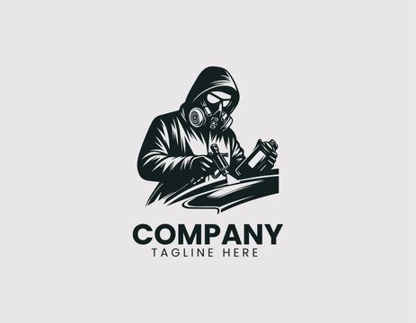 Car Painter Spraying Paint Vector Logo 