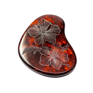 Elegant Tortoise Shell Hair Comb with Engraved Floral Design