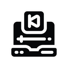 back glyph icon. Strong and solid vector icon for websites, mobile interfaces, presentations, and visual branding. High quality and easy to edit.