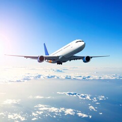 Obraz premium Airplane over clouds. travel vacation concept.