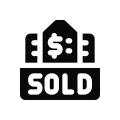 sold out glyph icon. Strong and solid vector icon for websites, mobile interfaces, presentations, and visual branding. High quality and easy to edit.