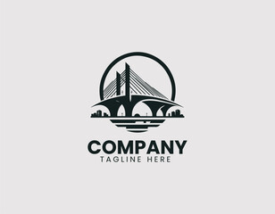 Modern Bridge Logo Circular Elements Vector Design