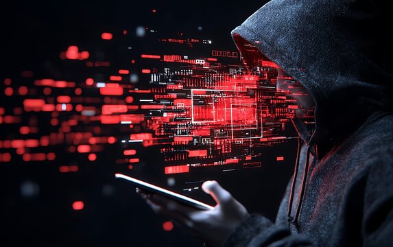 Cybercriminal hacking phone