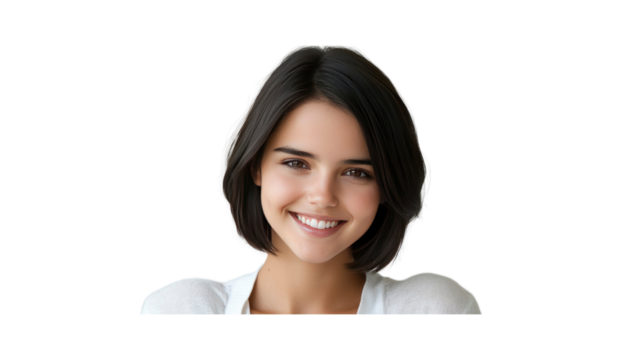 Portrait of a Smiling Young Woman with Short Brown Hair