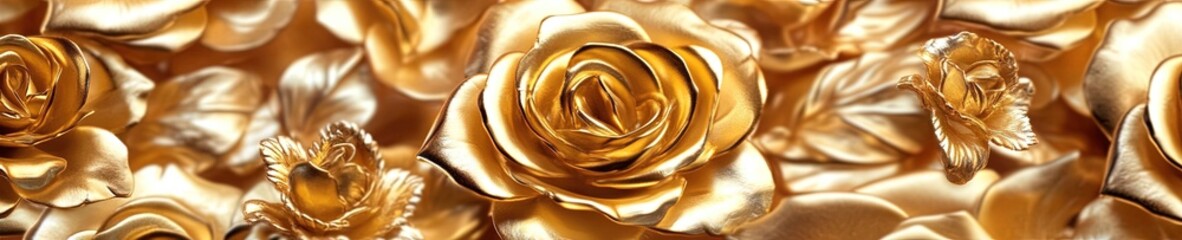 photo of beautiful metallic 24k gold golden roses 