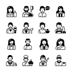 Grab this amazing set of male and female character glyph icons